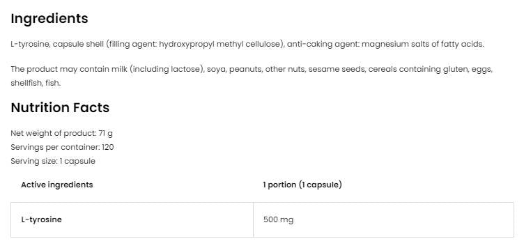 L-Tyrosin 500 mg 120 Kapseln