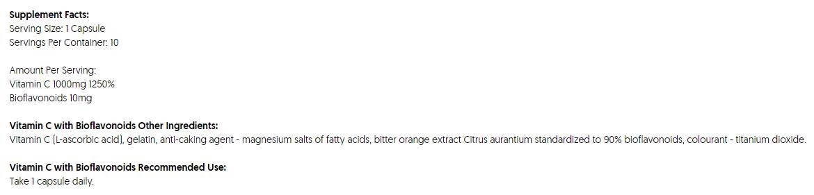 Vitamin C 1000 mg | mit Bioflavonoiden - 10 Kapseln