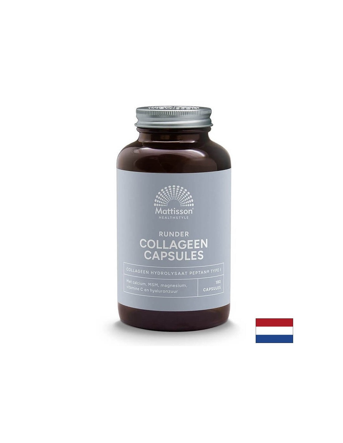 Kollagen (Typ 1) mit Kalzium, Magnesium, MSM, Vitamin C und Hyaluronsäure - Runder Collagen Peptan, 180 Kapseln <tc>Mattisson Healthstyle</tc>