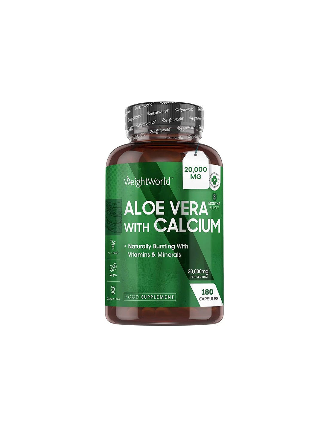 Magen-Darm-Trakt – Aloe Vera 10 g + Calcium 75 mg, 180 Kapseln – Aloe Vera