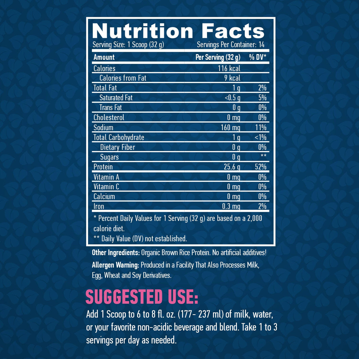 100 % natürliches Reisprotein/geschmacksneutral – 0,454 kg