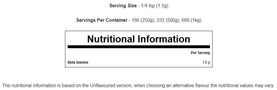 100 % Beta-Alanin-Aminosäure – 250 Gramm