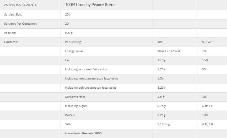 100 % Erdnussbutter Crunchy – 500 Gramm