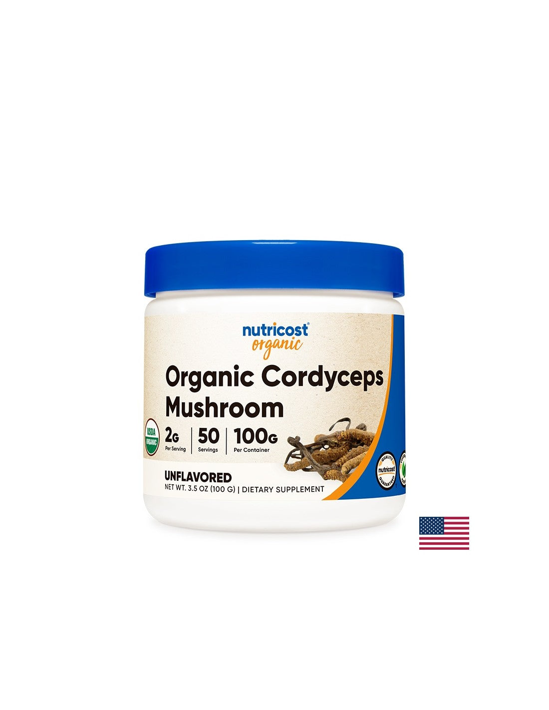 Gegen Müdigkeit und Stress – Bio-Cordyceps, 100 g <tc>Nutricost</tc> Pulver