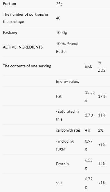 100% Erdnussbutter glatt - 1000 Gramm