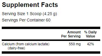 100% reines und milchfreies Calcium -Laktatpulver 255 Gramm