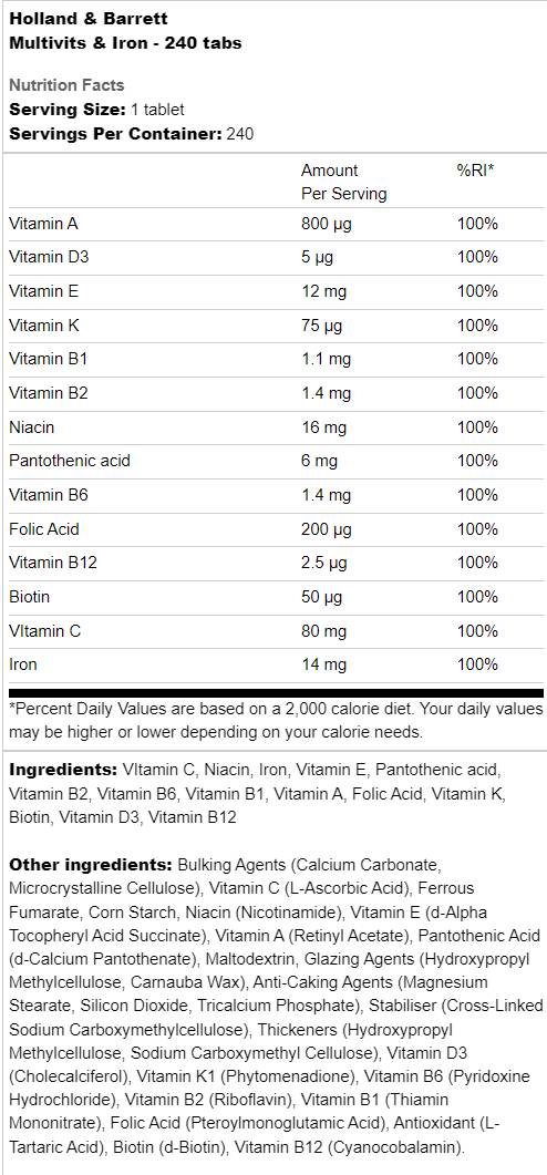 Multivits & Eisen - 240 Tabletten