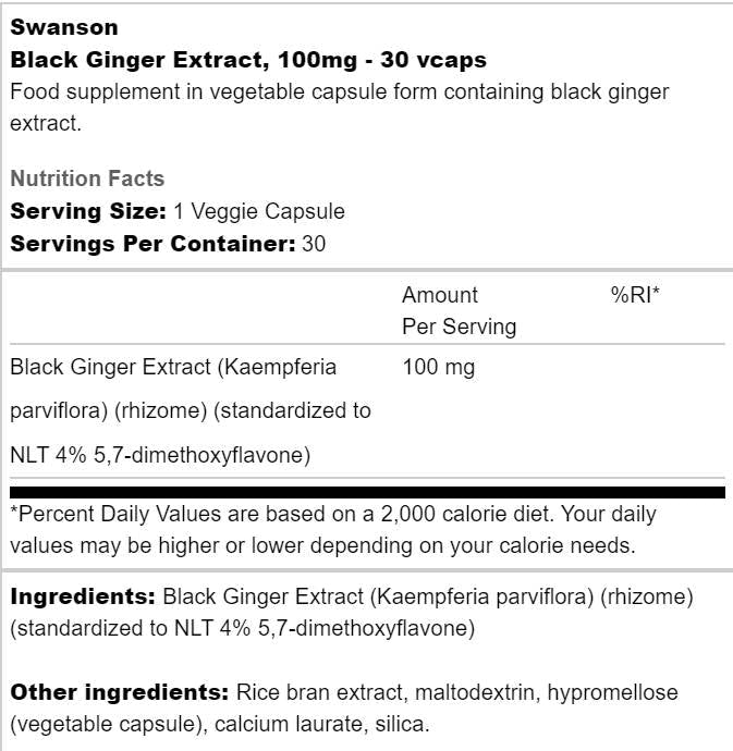 Schwarzer Ingwerextrakt 100 mg 30 Kapseln