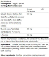 Reine Energie | Natürliche Koffein, Rhodiola und L-Theanin 60 Kapseln