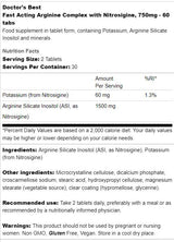 Schneller Schauspiel -Argininkomplex | Mit Nitrosigin 750 mg - 60 Tabletten