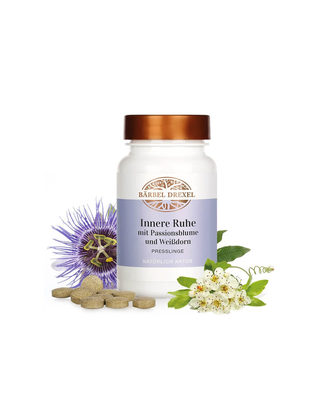 Anti-Stress-Formel für innere Ruhe – Mit Weißdorn, Passionsblume und kalifornischem Mohn, 120 Tabletten <tc>Bärbel Drexel</tc>