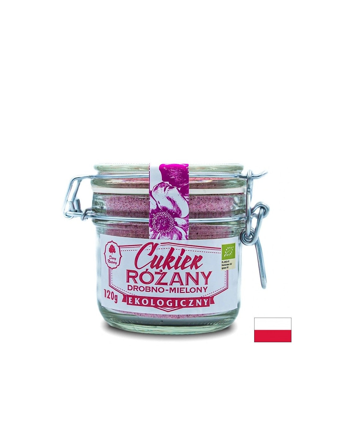 Fein gemahlener Rohrzucker mit Rosenblüten, 120 g