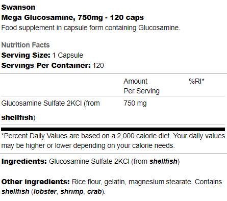 Mega -Glucosamin 750 mg 120 Kapseln
