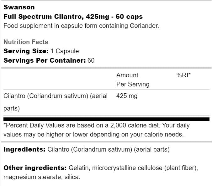 Vollspektrum Koriander 425 mg 60 Kapseln