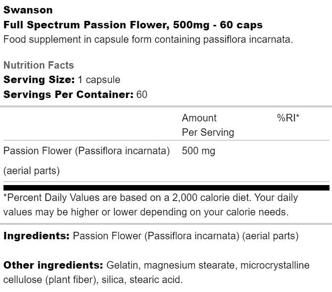 Vollwertige Passionsblume 500 mg 60 Kapseln