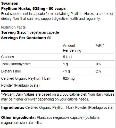 Psylliumschalen 625 mg 60 Kapseln