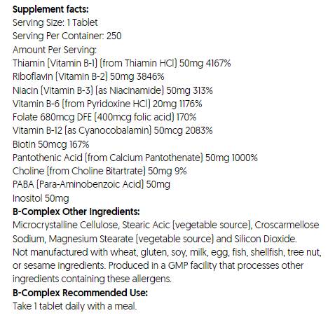 B-Komplex | Gesundheit des Nervensystems - 250 Tabletten