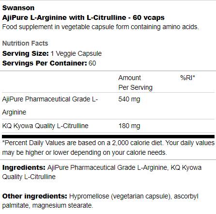 Ajipure L-Arginin mit L-Citrullin 60 Kapseln