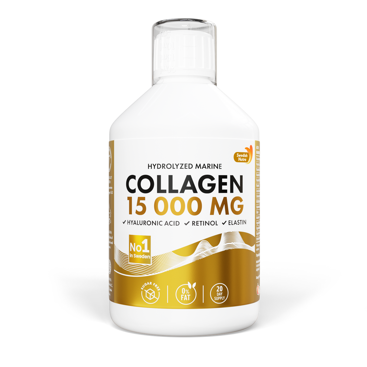 Fischkollagen 15.000 mg mit Retinol, Hyaluron, Elastin – 500 ml