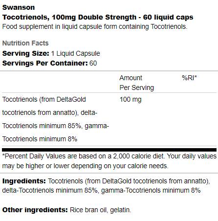 Doppelstärke Tocotrienole 100 mg 60 Gelkapseln