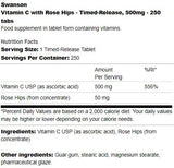 Zeitgesteuerte Freisetzung Vitamin C 500 mg | Mit Rose Hüften 250 Tabletten