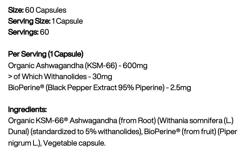 Ashwagandha KSM -66 600 mg - 60 Kapseln