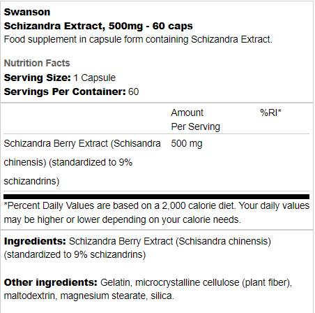Schizandra -Extrakt 500 mg 60 Kapseln