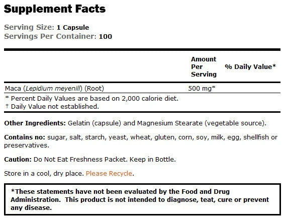 MACA 500 mg - 100 Kapseln