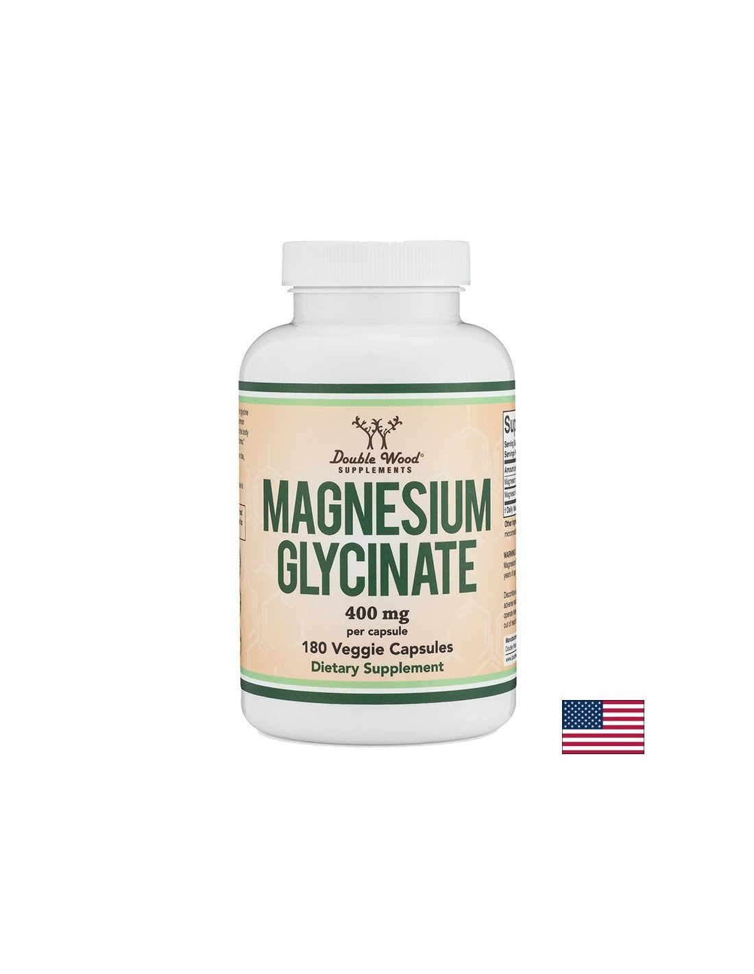 Nerven- und Muskelfunktion – Magnesium (Glycinat/Bisglycinat), 180 Kapseln <tc>Double Wood</tc>