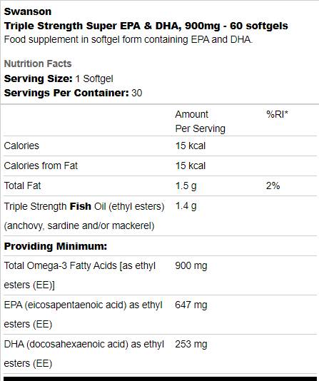 Dreifache Stärke Super EPA und DHA 900 mg 60 Softgele