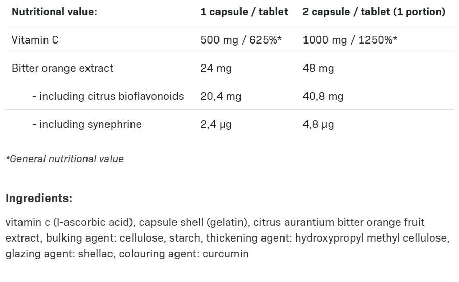 Vitamin C 1000 anhaltende Freisetzung | mit bitterer Orange - 120 Kapseln