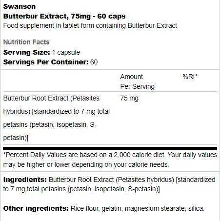 Butterbutterextrakt 75 mg 60 Kapseln
