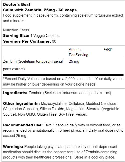 Beste Ruhe mit Zembrin 25 mg - 60 Kapseln