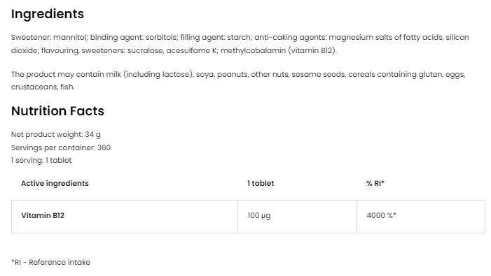 Vitamin B12 Methylcobalamin | Lutschen 360 Sublingual Tablets