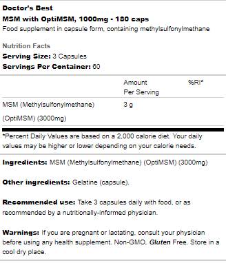 Beste MSM 1000 mg | Mit optimsm - 360 Kapseln