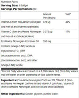 Norwegische Kabeljau -Leberöl 350 mg 250 Gelkapseln