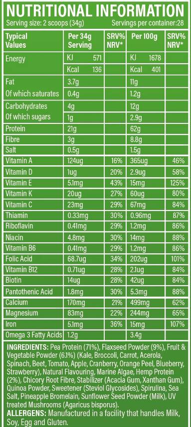 Superfood Greens Pulver - 952 Gramm