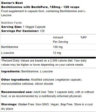 Beste Benfotiamin 150 mg | Benfopure - 120 Kapseln