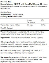 Beste natürliche Vitamin K2 MK -7 100 mcg - 60 Kapseln