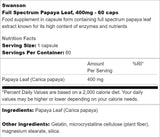 Volles Spektrum Papaya Blatt 400 mg 60 Kapseln