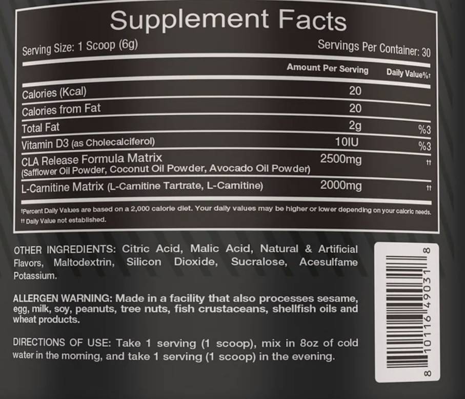 CLA + L-Carnitin | Nicht-Stim-Formel 180 Gramm