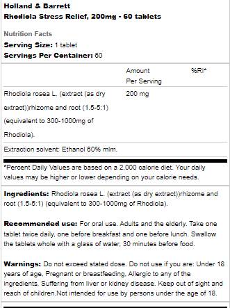 Rhodiola -Stressabbau 200 mg - 60 Tabletten