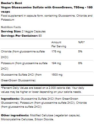 Veganer Glucosaminsulfat 750 mg | Mit grün gewachsen - 180 Kapseln