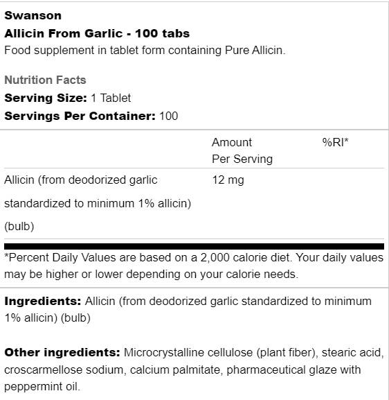 Allicin aus Knoblauch 12 mg 100 Tabletten
