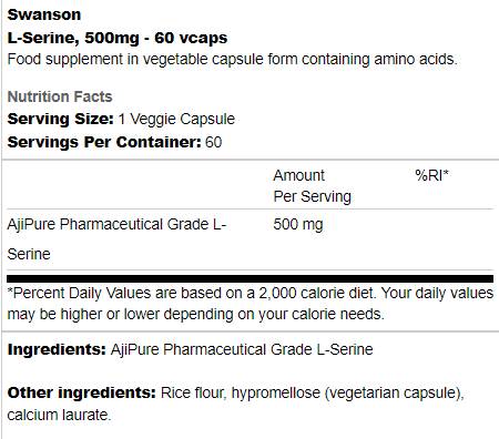 L-serin 500 mg 60 Kapseln