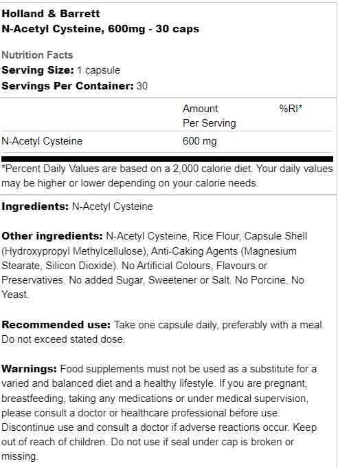 N-Acetyl-Cystein 600 mg 30 Kapseln