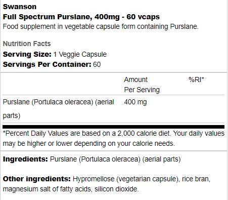 Volles Spektrum Purslane 400 mg 60 Kapseln