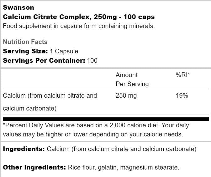 Calciumcitratkomplex 250 mg - 100 Kapseln
