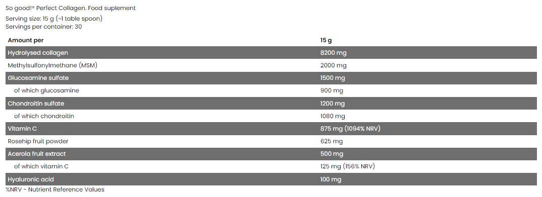 Perfektes Kollagen / mit Glucosamin, Chondroitin, MSM, Hyaluronic - 450 Gramm