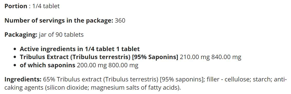Tribulon Max - Tribulus Terrestris 95% - 90 Tabletten